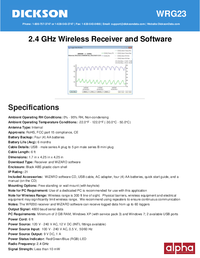 Thumbnail of document Data Sheet - WRG 2.4 GHz Wireless Receiver and Software